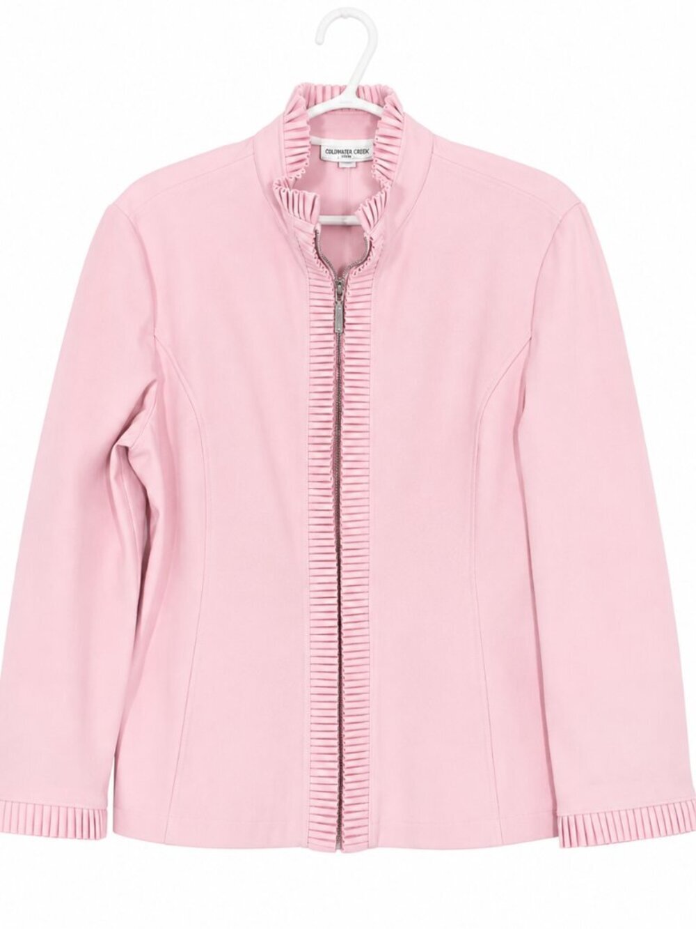 ST. JOHN SPORT BY MARIE GRAY Career Wear Zip Up Pink Ruffle Jacket Size L